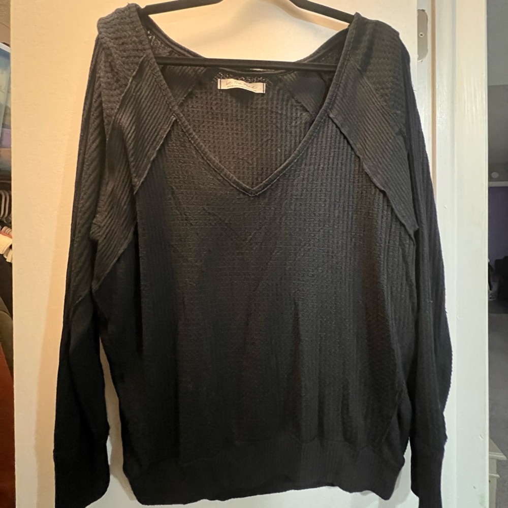 We the free, black knit blouse, loose fitting